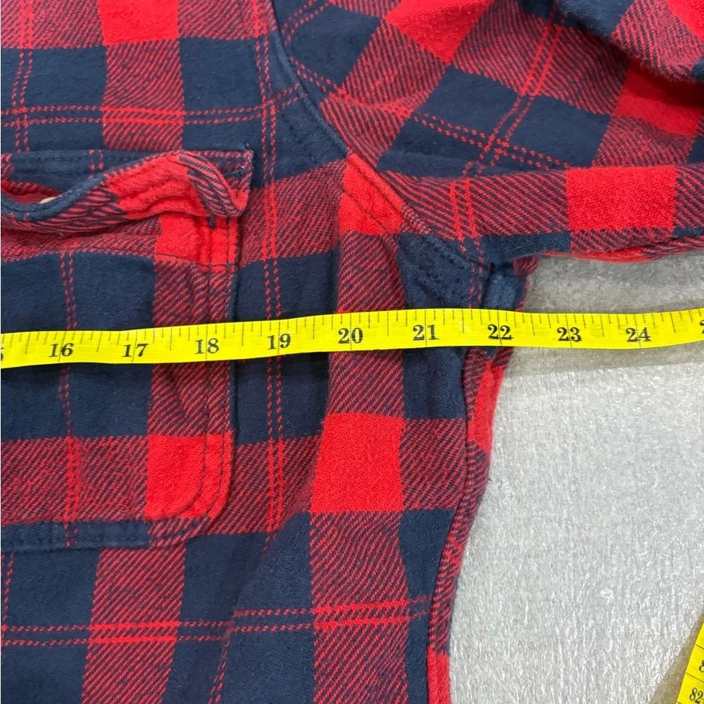 [XL]Abercrombie & Fitch Red and Navy Plaid Flannel Muscle Shirt - Picture 5 of 7